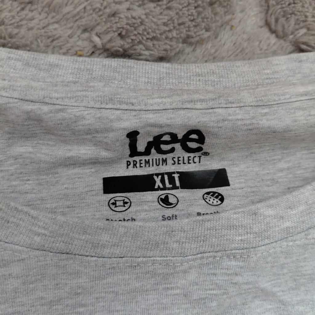 Lee Long Sleeve T Shirt XL Grey Cotton Blend Crew Neck Pocket Soft Brushed Knit