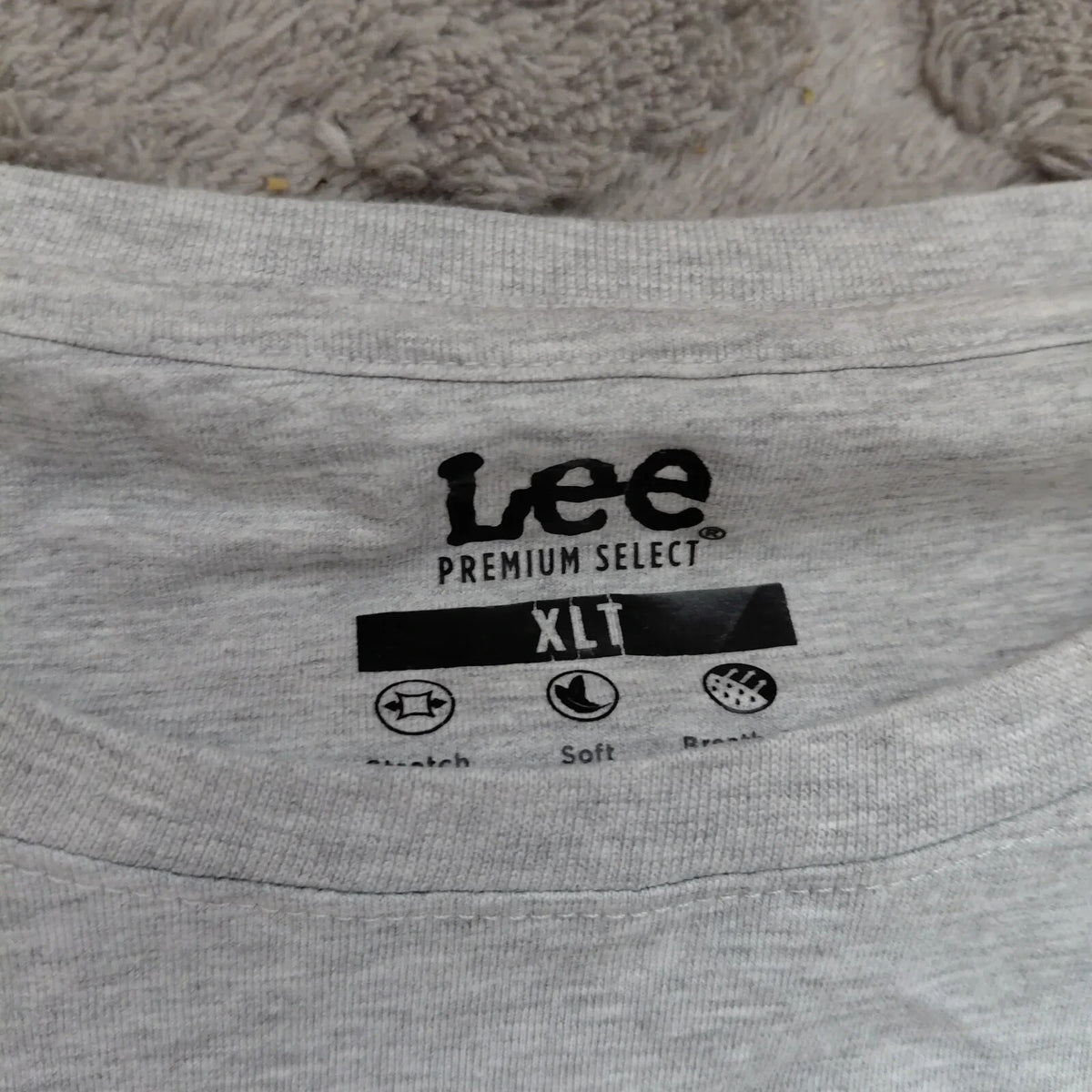 Lee Long Sleeve T Shirt XL Grey Cotton Blend Crew Neck Pocket Soft Brushed Knit