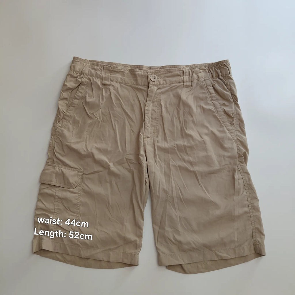 Columbia Omni Shade Cargo Shorts Beige Ripstop Nylon Logo Sun Protection Outdoor