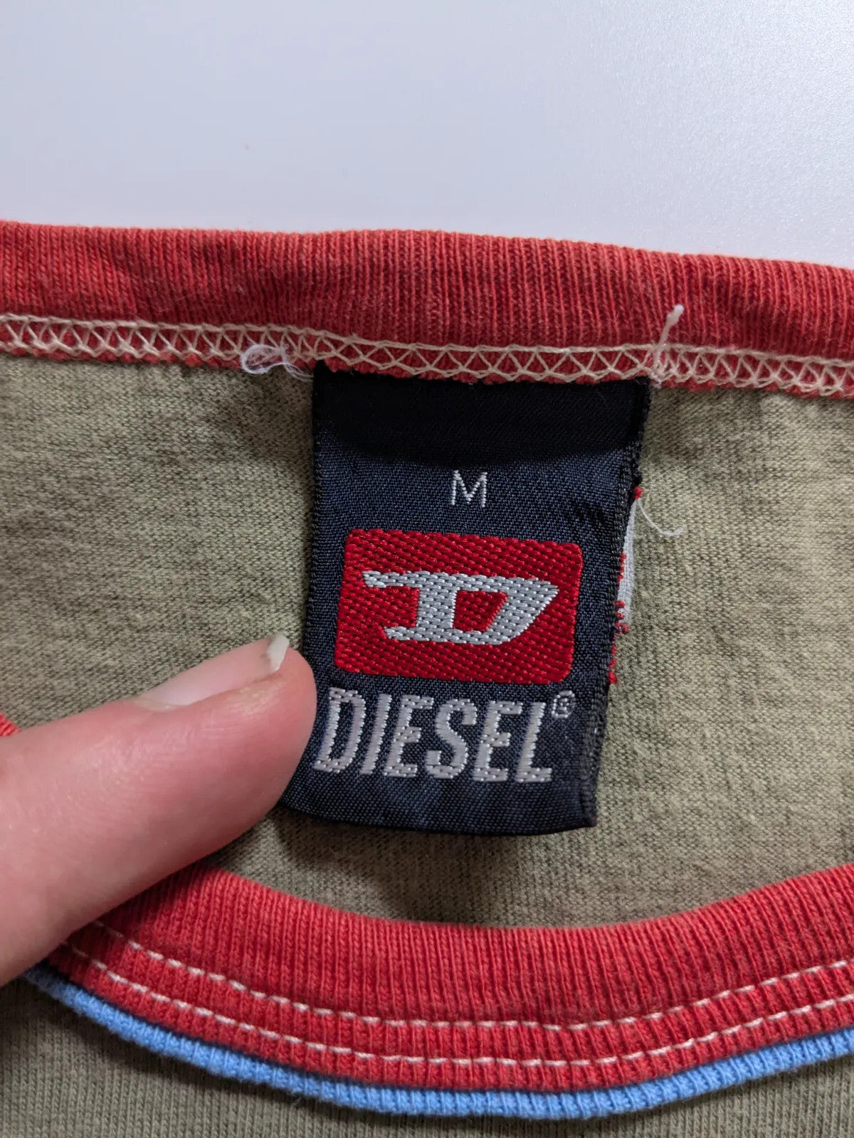 Diesel T-Shirt Medium Olive Green Cotton Logo Graphic Print Short Sleeve