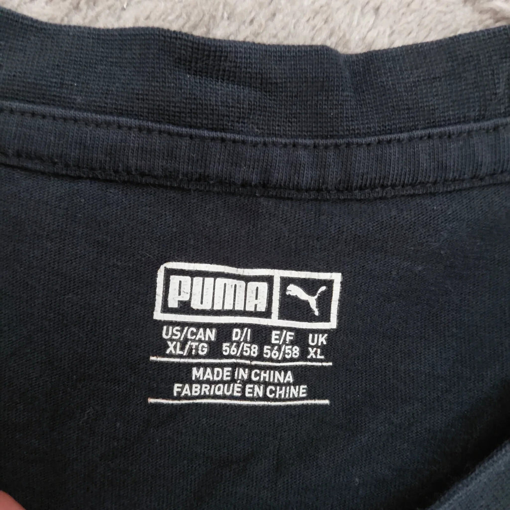 Puma Crew Neck T Shirt XL Black Graphic Logo Short Sleeve Streetwear