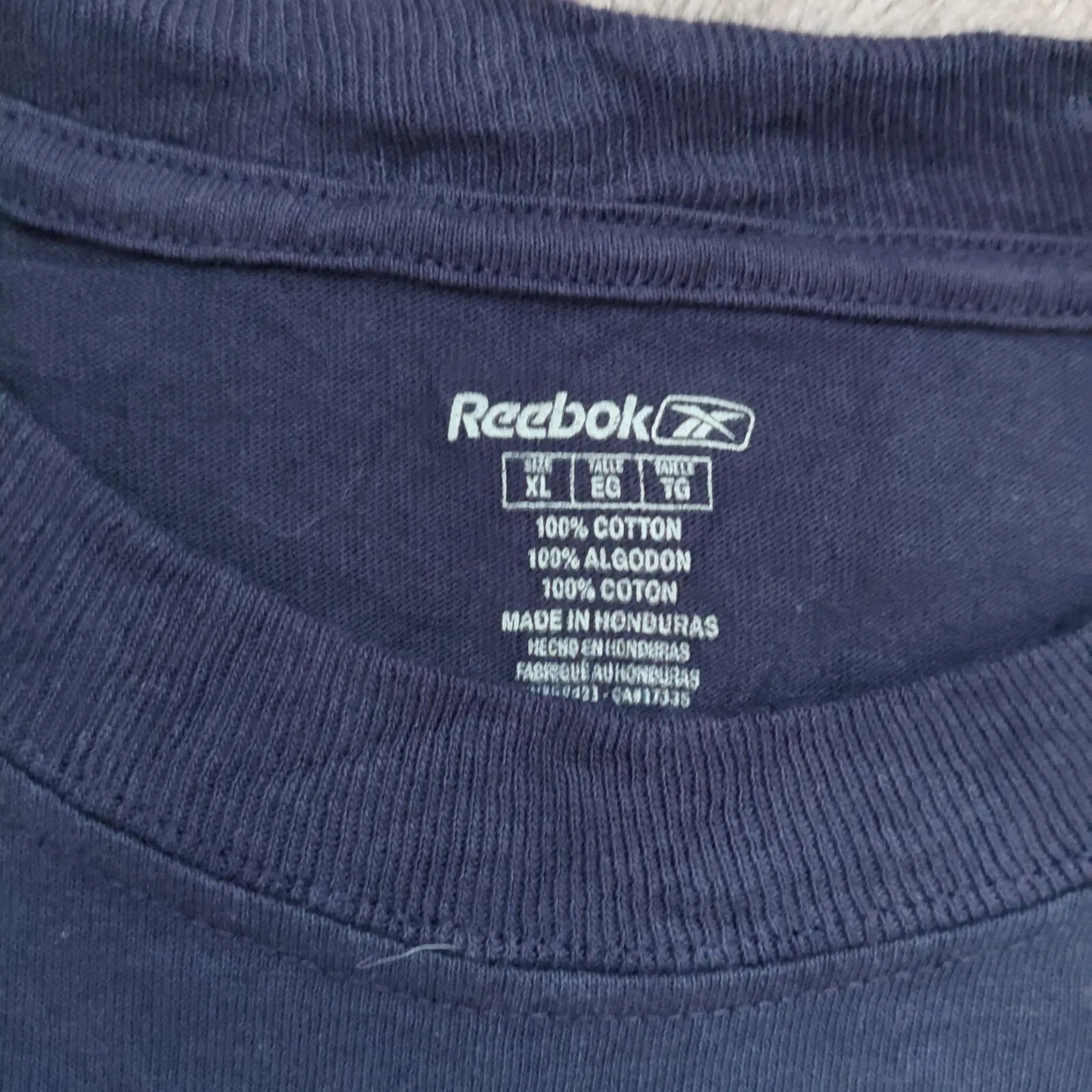 Reebok T Shirt Mens XL Navy Blue Cotton NFL East Division Champions Graphic Logo