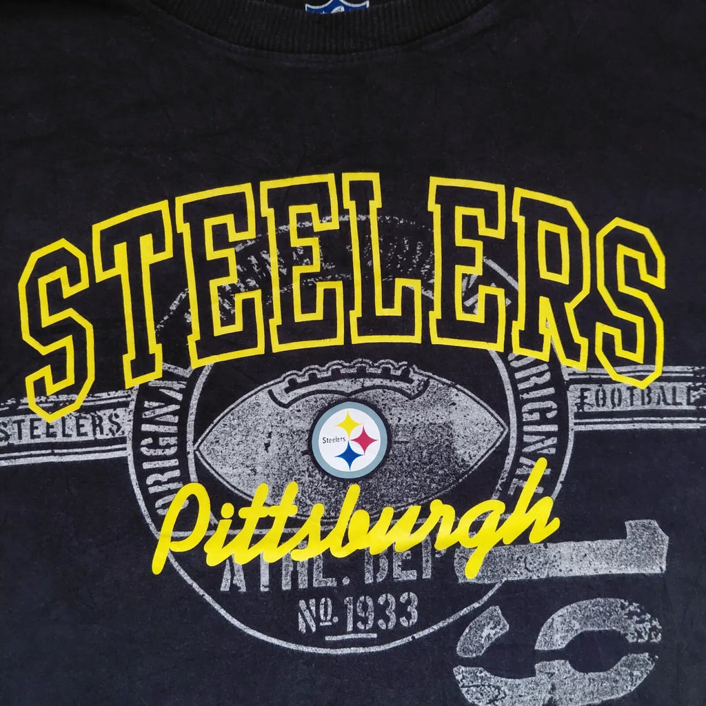 NFL Pittsburgh Steelers T Shirt Men's Large Black Graphic Logo Tee