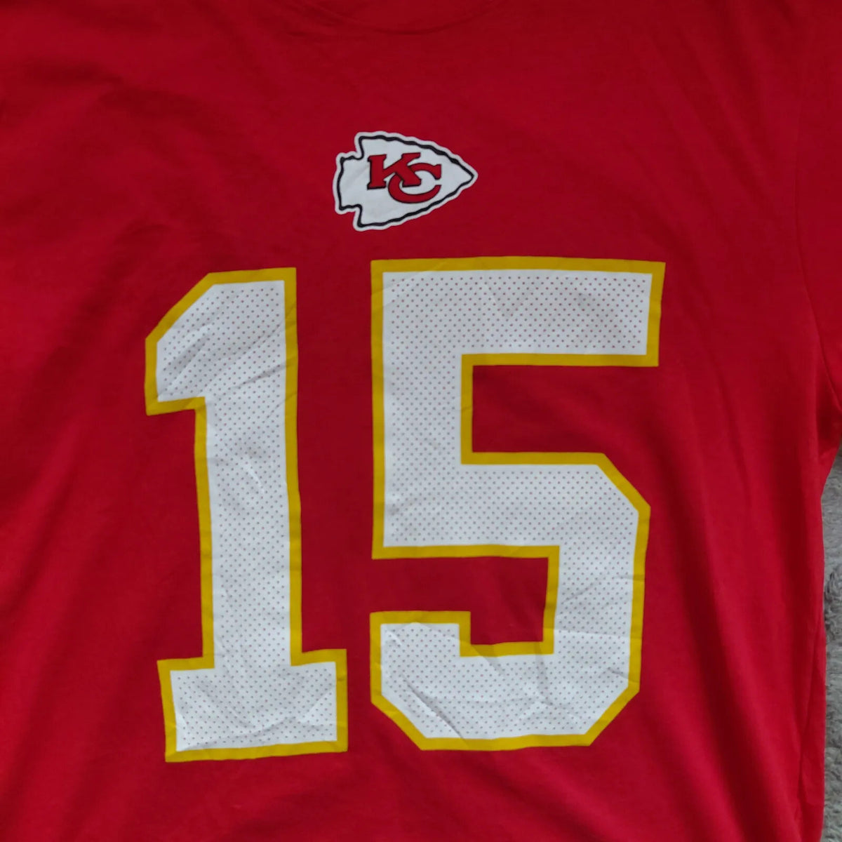Nike Crew Neck T Shirt Mens Large Red Dri Fit Mahomes 15 Kansas City Chiefs Logo