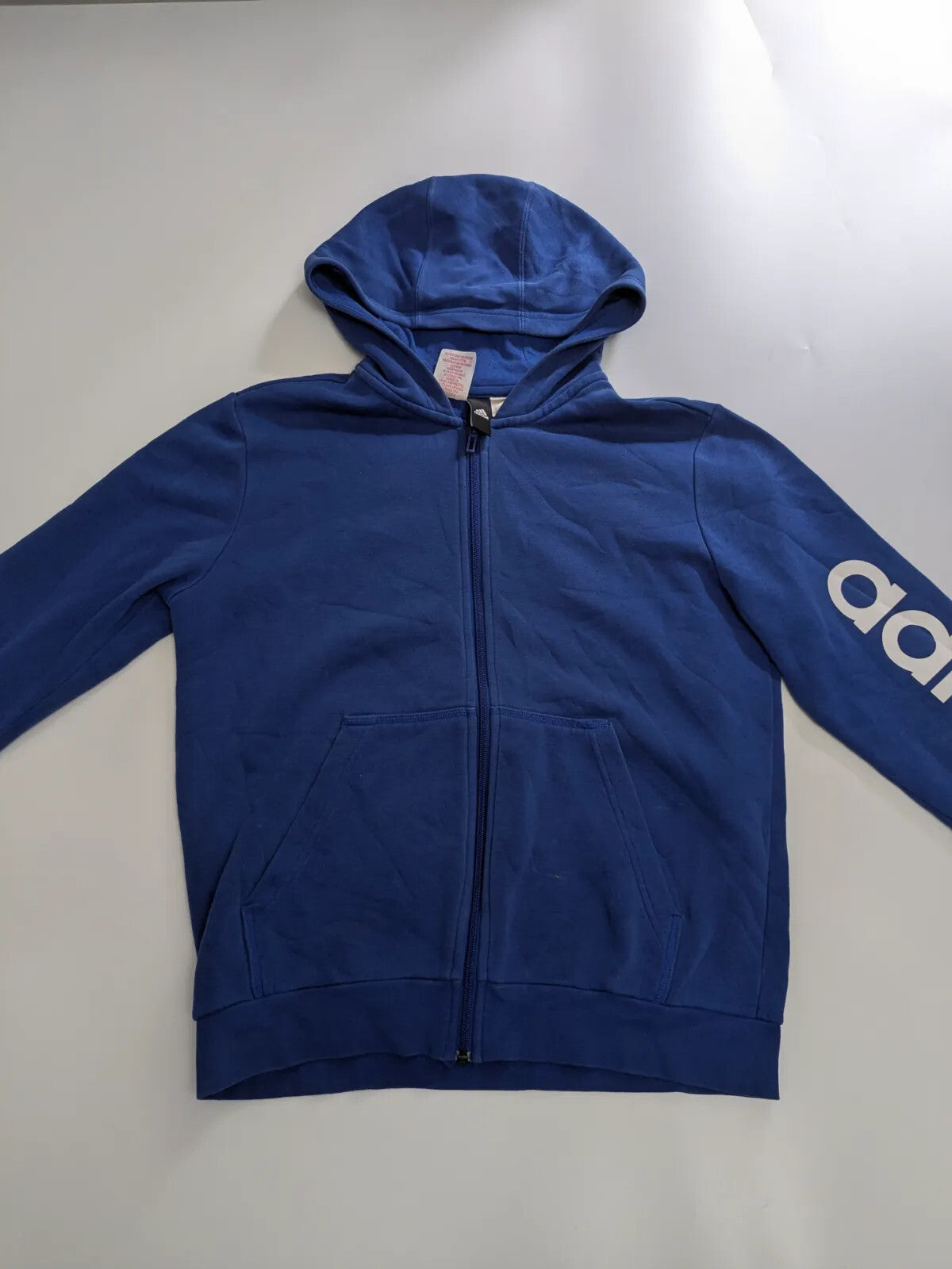 Adidas Zip Hoodie Blue Logo Full Zip Hooded Streetwear womens uk 8-10