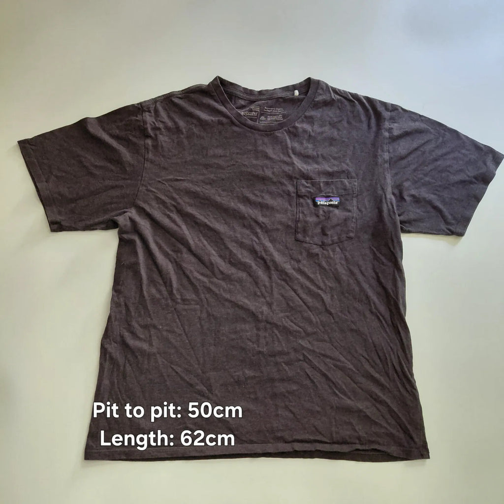 Patagonia T-Shirt Medium Charcoal Organic Cotton Short Sleeve Pocket Logo
