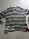 Converse Polo Shirt Mens Grey Striped Logo Button Up Long Sleeve