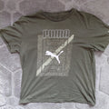 Puma Crew Neck T Shirt Large Olive Green Puma Logo Graphic Short Sleeve