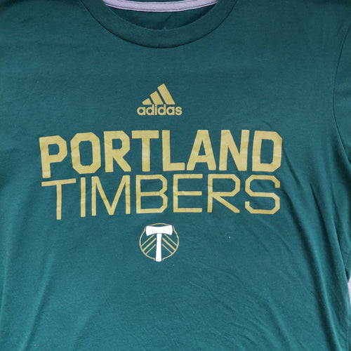 Adidas Crew Neck T Shirt Medium Green Portland Timbers Graphic Logo Team Short