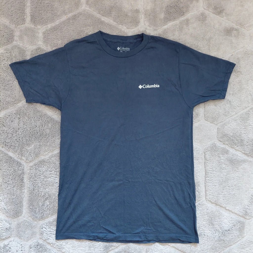 Columbia Crew Neck T Shirt Mens Medium Navy Cotton American Flag Graphic Short