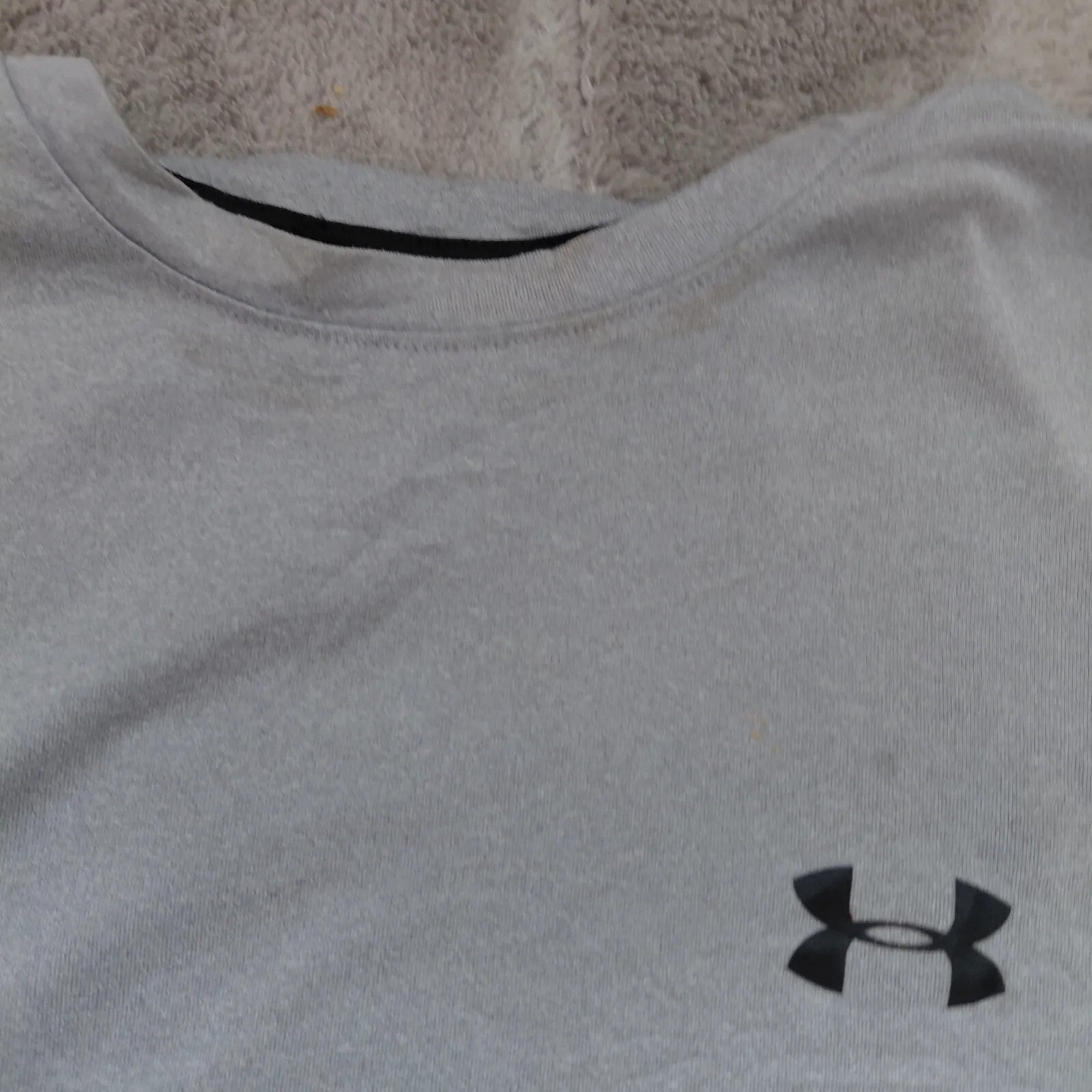Under Armour Long Sleeve T Shirt Mens Grey Fabric Crew Neck Logo