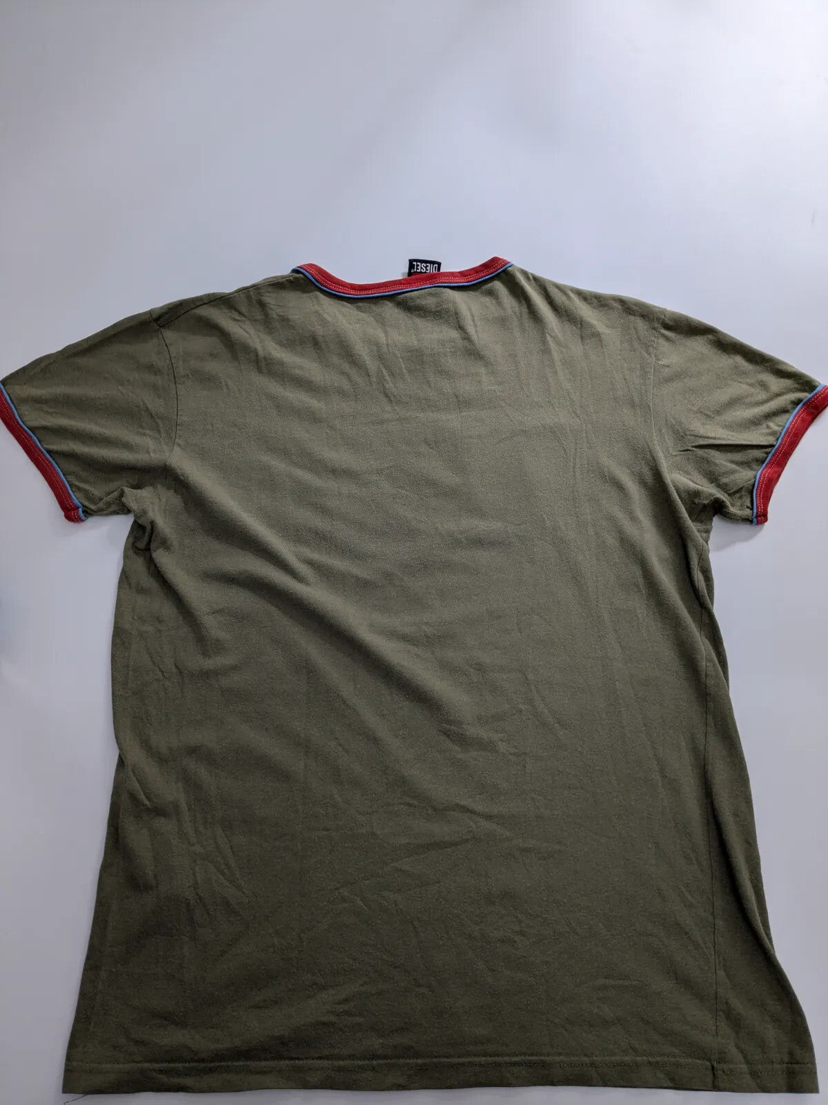 Diesel T-Shirt Medium Olive Green Cotton Logo Graphic Print Short Sleeve