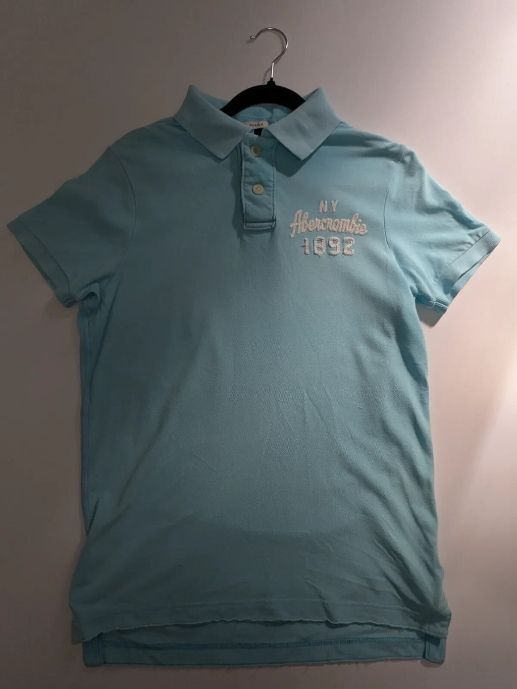 Abercrombie & Fitch Polo Shirt Small Blue Cotton Piqué Short Sleeve Embroidered